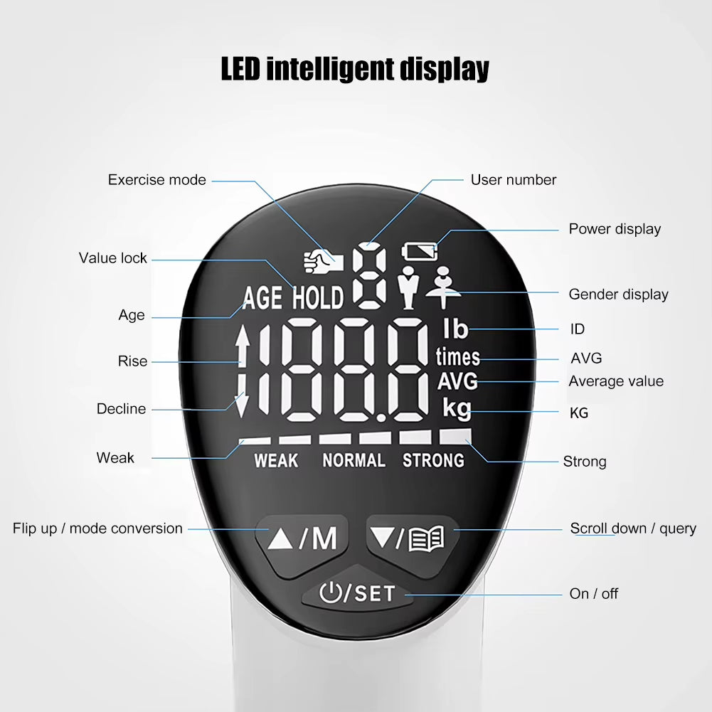 Dynamometer Digital Grip Strength Meter Auto Capturing Electronic Grip Power Excerciser LED Display Accurate for Muscle Building